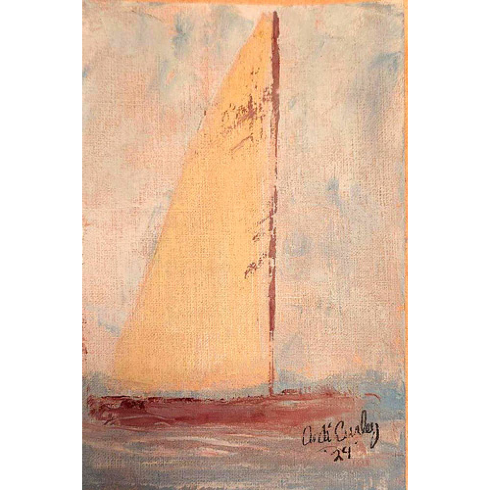 "Sailboat" - 2024, oil and cold wax on canvas, by Andrea Curley