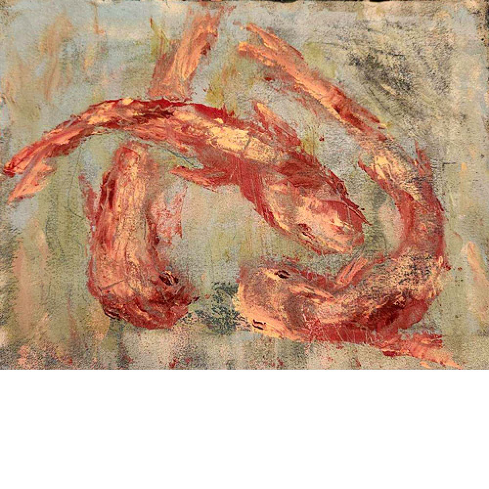 "Fish" - 2024, oil and cold wax on canvas, by Andrea Curley