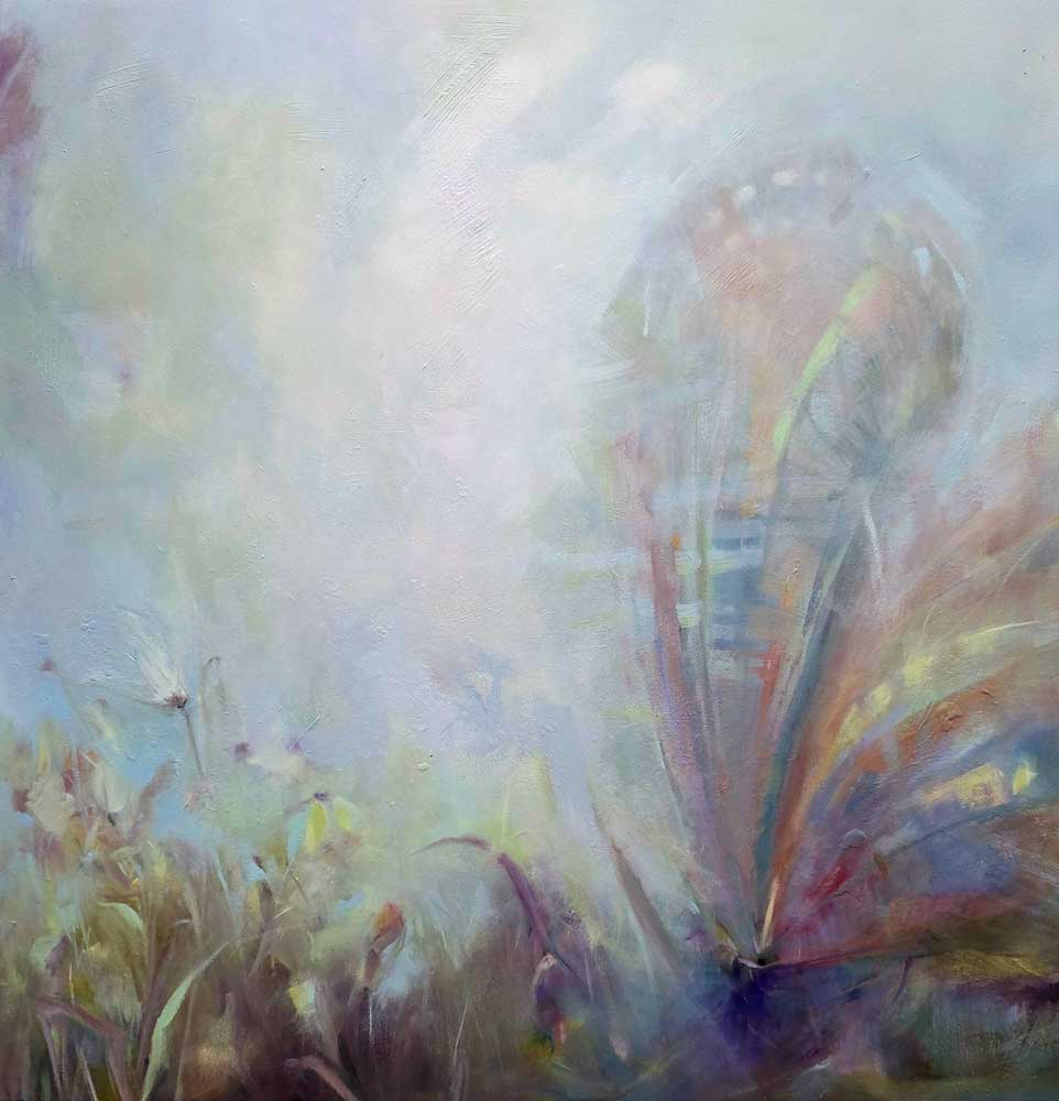 "GLIMPSE OF A BUTTERFLY" oil on canvas 30x30